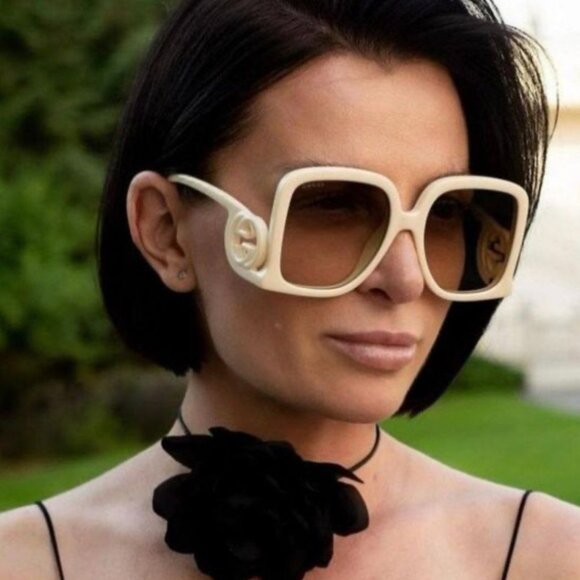 Gucci GG1326S 002 Square Sunglasses – Ivory - Picture 1 of 15